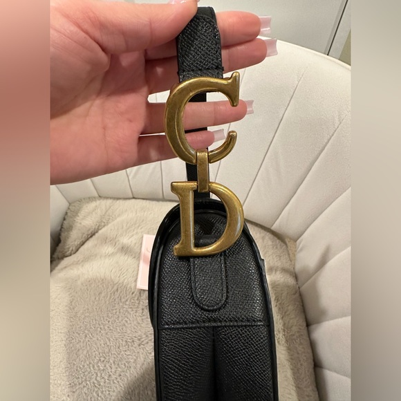 Dior Grained Leather Black Saddle with Strap - Picture 4 of 13